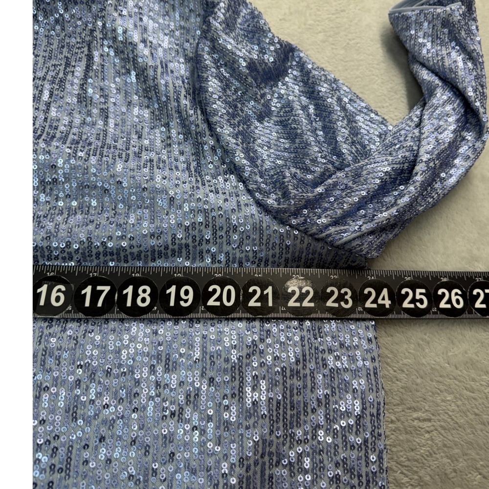 Alex Evenings Top Womens 2X Blue Sequins 3/4 Sleeve Pullover Stretch Party Glam - Picture 4 of 10